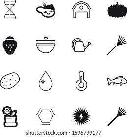 nature vector icon set such as: pumpkin, growth, harvest, molecules, button, heredity, logo, line, molecular, solar, fishing, magic, sea, sun, droplet, model, barn, watering, panels, shadow, linear