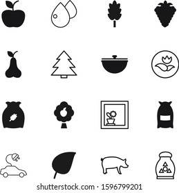 nature vector icon set such as: raspberry, phosphorus, full, nitrogen, vegetarian, window, juicy, piggy, pig, fertilize, wood, cook, flour, recycle, ecological, hot, drawing, fertilizer, cauldron