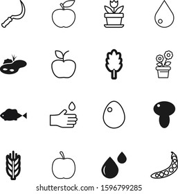nature vector icon set such as: ecology, logo, autumn, work, web, peas, package, fish, macro, snap, hold, save, easter, egg, sky, energy, harvest, chicken, eggshell, pod, art, pea, fishing, beauty