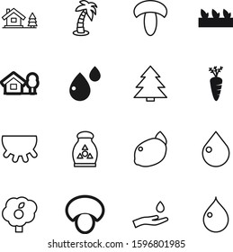 nature vector icon set such as: garden, carrot, fir, growing, outdoor, stroke, seedling, fertilizer, round, lines, land, spa, agricultural, travel, spring, cartoon, orange, exotic, chemistry