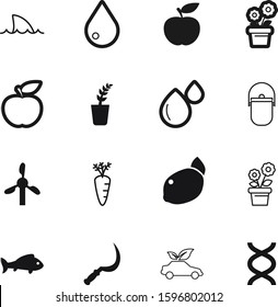 nature vector icon set such as: shark, car, conservation, pan, ingredient, bright, tourist, freshness, summer, wind, polluting, retro, wheat, farming, modern, field, windmills, hand, seedling, marine