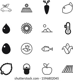 nature vector icon set such as: fishing, bonfire, decoration, picture, polluting, hill, celsius, landscape, outdoor, drop, fire, boiled, ecological, camp, beautiful, power, cold, pot, hen, hybrid
