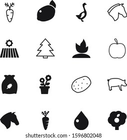 nature vector icon set such as: piglet, eat, meat, collection, rain, harvest, stem, seed, soil, hay, drawing, christmas, box, potato, ladder, icons, closeup, thin, home, ham, oil, pig, tattoo