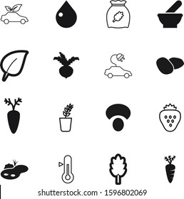 nature vector icon set such as: electric, beet, knowledge, economy, liquid, potatoes, high, meal, global, season, thermometer, sprout, life, tasty, warm, control, beetroot, temperature, oil
