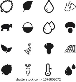 nature vector icon set such as: harvest, livestock, nutrition, snorkeling, weather, funny, cold, sheep, science, raindrop, metal, technology, flippers, sea, lovely, celsius, goose, wood, grow