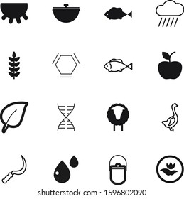 nature vector icon set such as: vegetarian, industry, decoration, beautiful, season, bright, halloween, atom, bird, research, healthcare, clinic, modern, delicious, pan, fitr, molecules, education