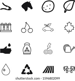 nature vector icon set such as: hybrid, vacation, race, potassium, infinity, grass, creative, car, thin, new, farming, template, planet, pliers, sticker, chemical, oil, can, reuse, botany, granary