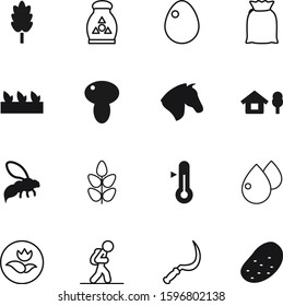 nature vector icon set such as: fitness, industry, work, aqua, gardening, pack, simple, sack, cornflakes, tourism, summer, package, wood, hot, harvest, fertilize, bio, oil, season, fiber, stallion