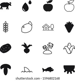 nature vector icon set such as: spike, sugar, desert, blood, wheat, roof, cap, lamb, landscape, ingredient, cabin, simple, hawaii, building, predator, cute, raindrop, red, citrus, sand, drip, root