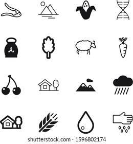 nature vector icon set such as: ingredient, breakfast, biotechnology, package, medical, pliers, round, oat, web, cute, chromosome, box, genetic, fertilize, cornflakes, sky, seeds, seeding, orange