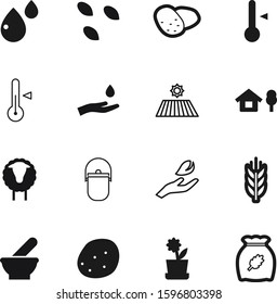 nature vector icon set such as: sheep, chalet, growing, floral, hut, animal, fitr, palm, farming, cottage, happy, camp, sesame, pharmacy, wool, mammal, clean, pestle, pan, cute, heat, label, cartoon