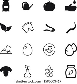 nature vector icon set such as: metal, sickle, medical, care, shell, image, horse, environmental, blood, pack, nutshell, lines, bio, nutcracker, sack, decorative, aqua, flour, industry, extreme