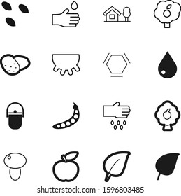 nature vector icon set such as: medicine, pod, eat, udders, medical, fruits, ecology, spring, trip, drawing, legume, milk, camp, picnic, park, blood, veggie, palm, connection, life, cauldron, atom