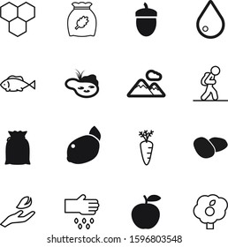 nature vector icon set such as: pack, backpack, fishing, spa, seeding, cereals, closeup, people, lemon, trip, tourist, gardening, care, isometric, delicious, vitamin, hiking, sowing, hiker, liquid