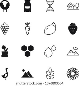 nature vector icon set such as: shadow, dna, lodge, biotechnology, barley, bird, fitness, bright, eid, head, spring, feed, home, gene, bag, texture, vineyard, genetic, beauty, business, pot, concept