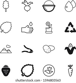 nature vector icon set such as: mountain, medical, camp, dessert, strawberry, cauldron, walnut, garden, hospital, care, crop, trip, oil, beetroot, campfire, potato, flora, save, reuse, juicy, maize