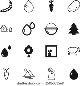 nature vector icon set such as: landscape, mountain, heat, growing, seed, fir, hut, garden, fire, potato, funny, medical, exterior, camp, house, stroke, comic, fruit, outdoor, legume, shadow, rock