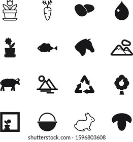 nature vector icon set such as: macro, beautiful, oil, bunny, sport, red, aquatic, running, arrow, hare, liquid, icons, orange, fishing, eco, easter, pan, color, stallion, mustang, dinner, metal