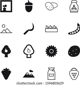 nature vector icon set such as: vitamin, sugar, agricultural, acorn, feed, high, freshness, dessert, industry, ecology, strawberry, peak, sun, farming, chemistry, rock, growing, thin, seedling