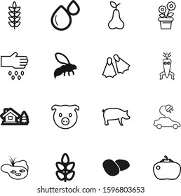 nature vector icon set such as: eco, electric, set, wood, botany, electrical, blood, wasp, potato, ripe, domestic, industry, bread, exterior, recreation, ocean, botanic, biotechnology, ear, helix