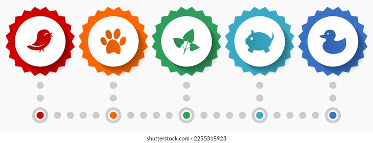 Nature vector icons, environment flat design web badges collection, business infographic template