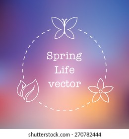 Nature Vector Icons on blurred background.Spring life.