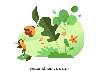 Nature vector illustration. Flat design concept for web and social media banner, background, travel and holiday ads, presentation template, advertising material.