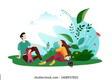 Nature vector illustration. Flat design concept for web and social media banner, background, travel and holiday ads, presentation template, advertising material.