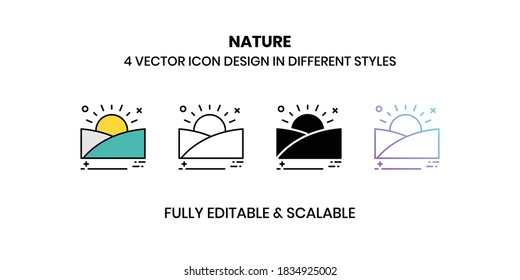 Nature Vector illustration icons in different style