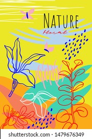 Nature. Vector illustration. Lines and abstract spots.