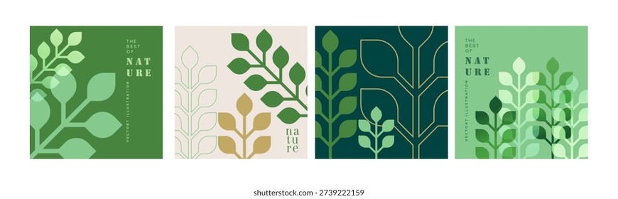 Nature. Vector illustrations for graphic and web design, social media, business and marketing material. Concepts for natural and organic products, beauty and cosmetics, fashion, environment.