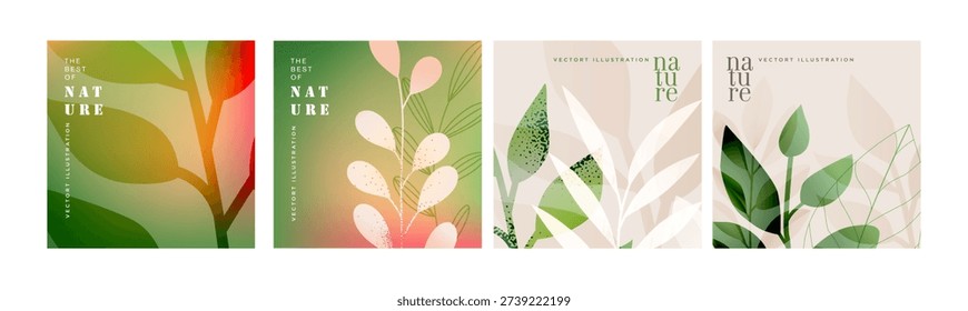Nature. Vector illustrations for graphic and web design, social media, business and marketing material. Concepts for natural and organic products, beauty and cosmetics, fashion, environment.