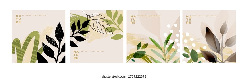 Nature. Vector illustrations for graphic and web design, social media, business and marketing material. Concepts for natural and organic products, beauty and cosmetics, fashion, environment.