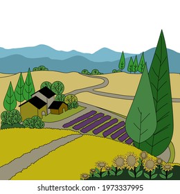 A nature vector landscape. A beautiful view of countryside.