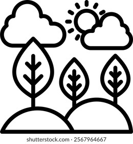 Nature Vector Lineal Icon On White Background.