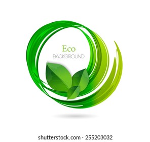 Nature vector logo design template. Ecology or bio element. Green earth labels concept with leaves,vector illustration.Vector background. 