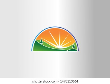 Nature vector logo illutration, sunshine vector illustration on white background.
