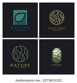 Nature vector logo. with trees, rivers, seas, mountains, business emblems, travel badges, ,ecological health,