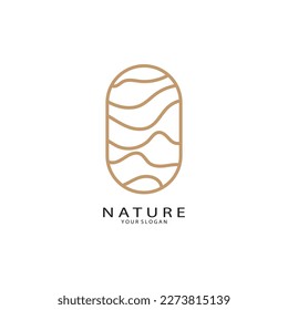Logo del vector de la naturaleza. con árboles, ríos, mares, montañas, emblemas comerciales, tarjetas de viaje, salud ecológica,