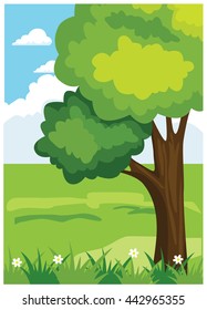 nature vector. meadow vector Tree vector
