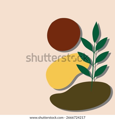 Nature vector seamless pattern in Wabi-Sabi style. Muted earthy colors with imperfect, hand-drawn organic shapes and fluid lines. This design is perfect for modern wall art, textile prints, branding