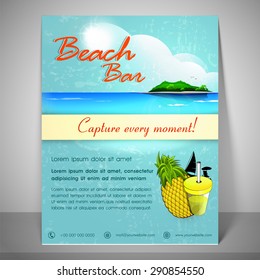 Nature view banner for beach bar with address bar and mailer.