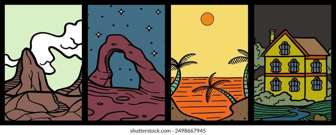 nature view doodle hand drawing background for design, background, banner, poster, etc