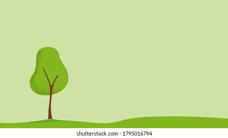 nature view of green tree and meadow on green background in garden with copy space, concept, relaxing color and fresh atmosphere, vector illustrations for graphic design, background or banner