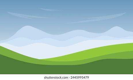 paisaje de la vista de la naturaleza con campo verde y montaña