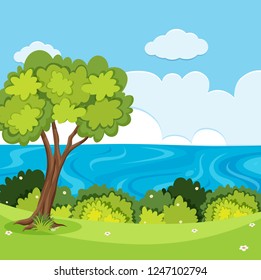 Ilustración de paisajes de vista de naturaleza