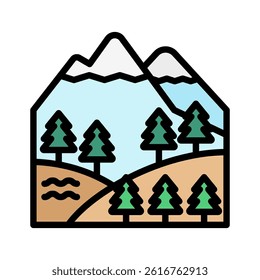 Nature View outline color, mini illustration icon, related to relaxation, spa, wellness and more. Vector EPS 10 for modern concept, print, UI, UX kit, web and app development
