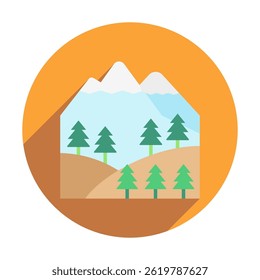 Nature View rounded flat color, mini illustration icon, related to relaxation, spa, wellness and more. Vector EPS 10 for modern concept, print, UI, UX kit, web and app development