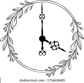 Nature Vintage antique clock vector design Four o'clock, Black colour clock, vector illustration design isolate on white background.Clock icon page symbol for your web site design Clock icon logo, app