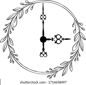 Nature Vintage antique clock vector design Three o'clock, Black colour clock, vector illustration design isolate on white background.Clock icon page symbol for your web site design Clock icon logo